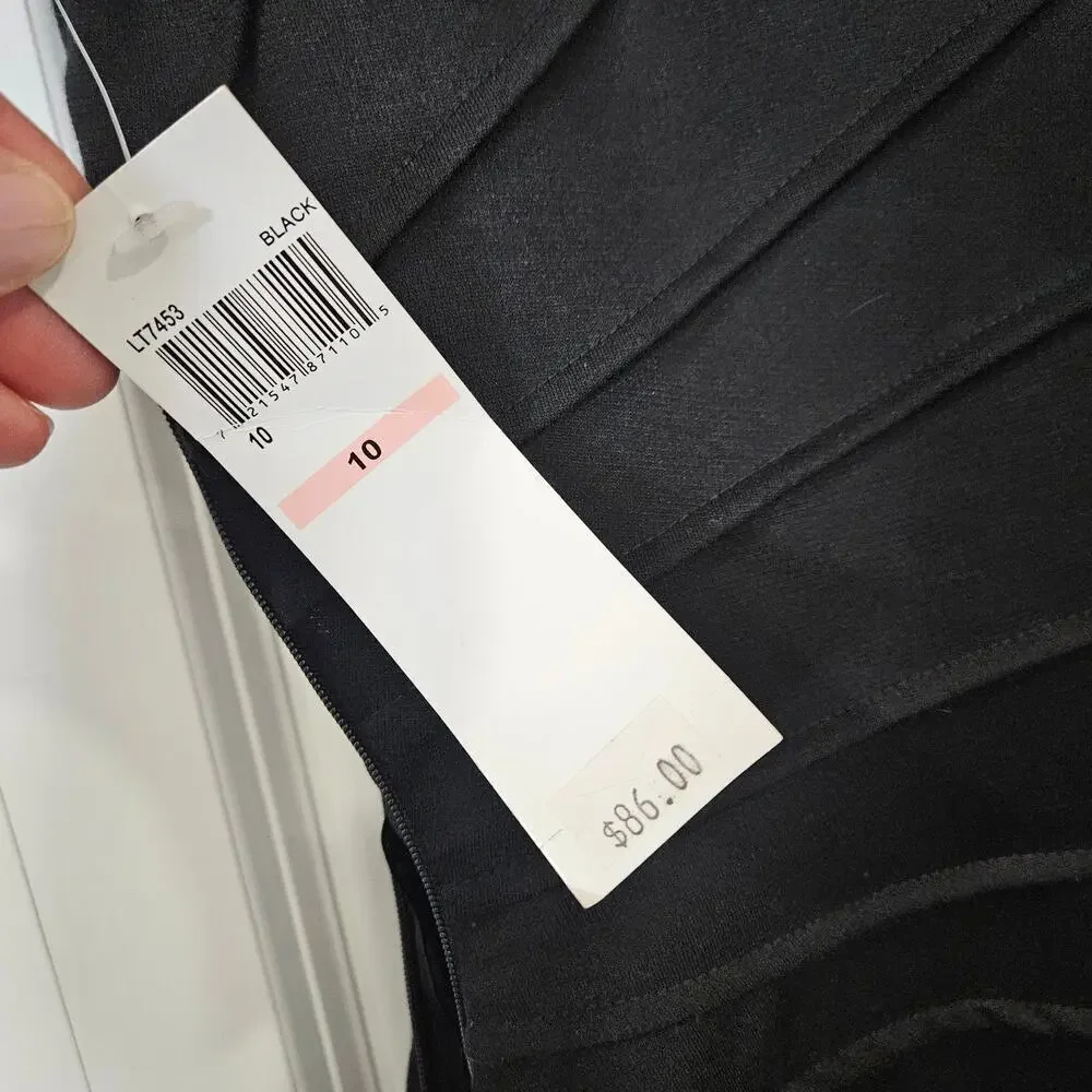 London Times NWT Black Cap Sleeve Knee Length Dress Size 10 - Picture 4 of 10